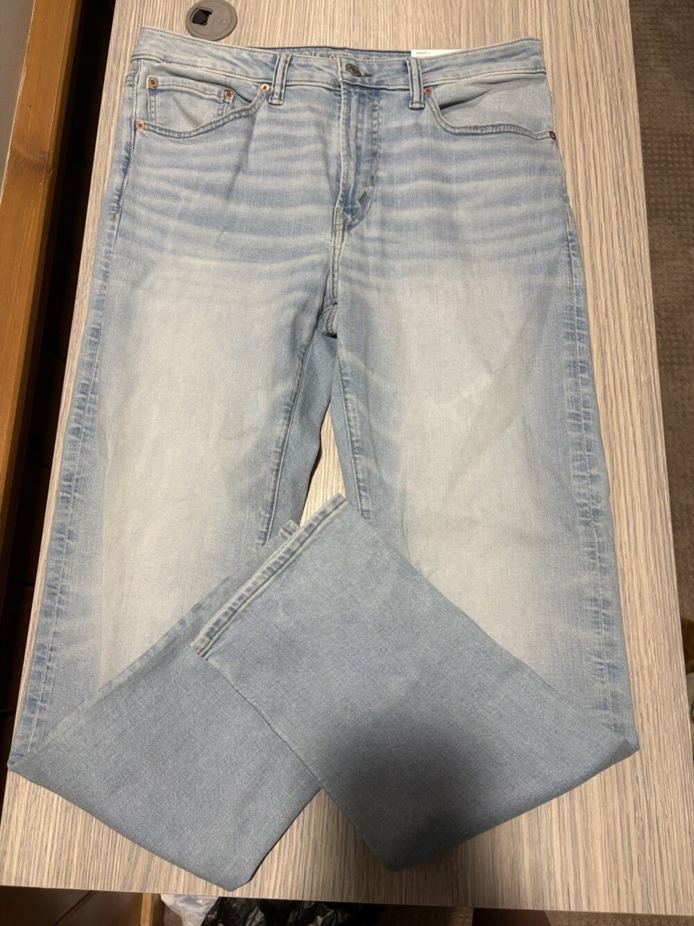 American Eagle Light Blue Faded Jeans Mens 34x34 Air Flex + Athletic Straight